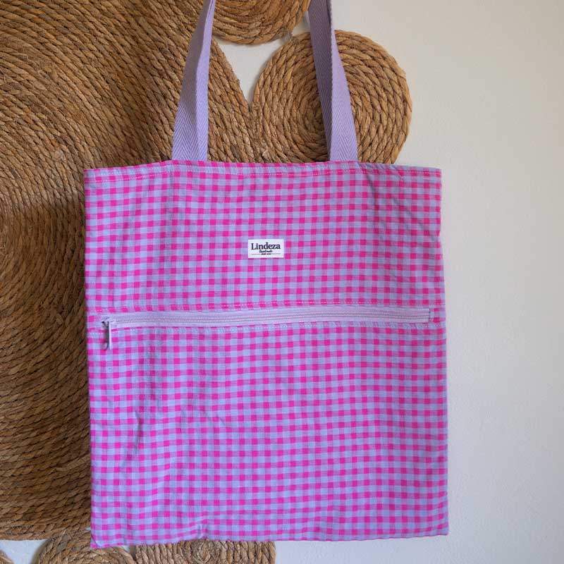 Bolso vichy seersucker en color arandano