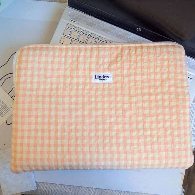 Funda para Portátil en tejido Vichy Vainilla