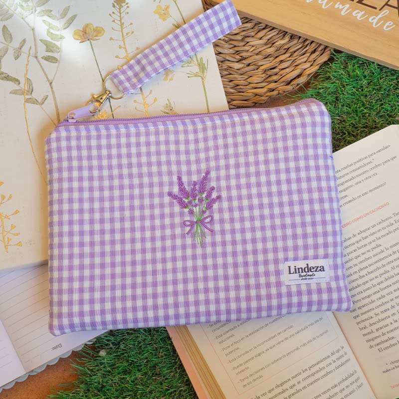 LINDEZA-CARTERA-DE-MANO-KINDLE-KOBO-FUNDA-LIBRO-CREMALLERA-LAVANDA