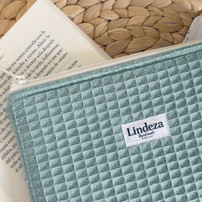 Funda para libro con cremallera waffle verde - Imagen 2
