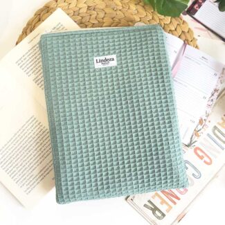 Funda para libro con cremallera waffle verde