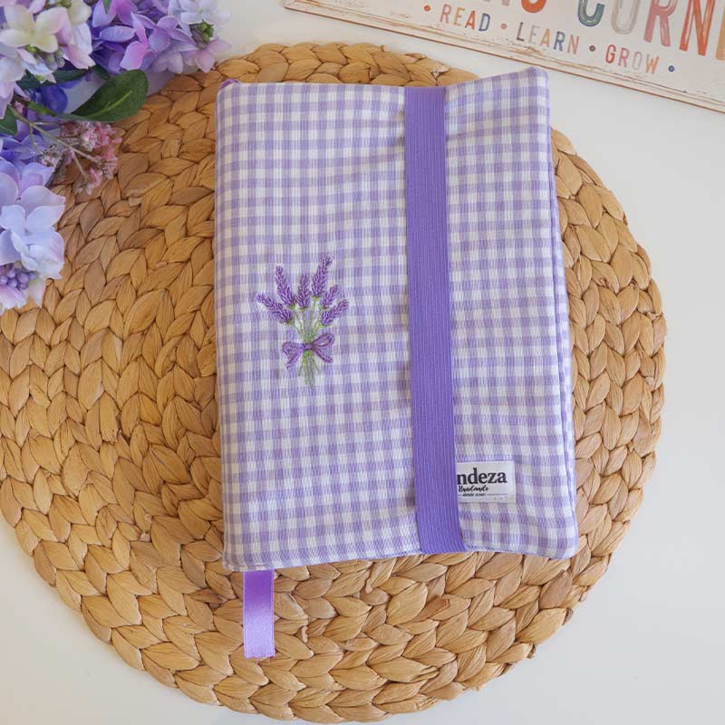 LINDEZA-FUNDA-TAPA-PARA-LIBRO-MALVA-VICHY