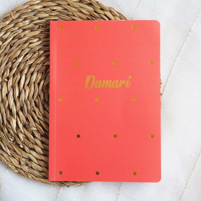 Libreta A5 Coral + nombre personalizado