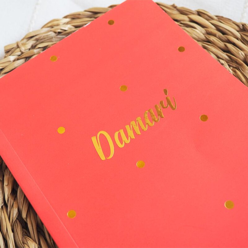 Libreta A5 Coral + nombre personalizado