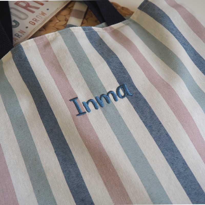 Bolso de tela tote bag en diseño de rayas conil