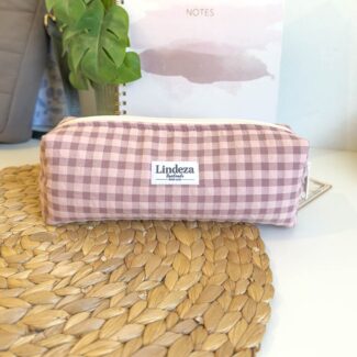 estuche de tela para lapices vichy empolvado