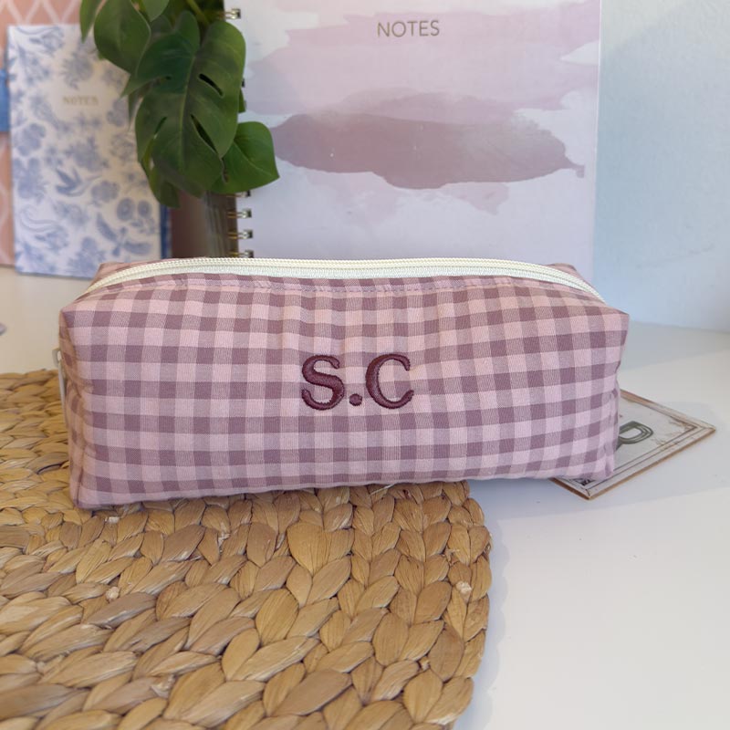 Estuche de Tela para Lápices Vichy Empolvado - Imagen 2